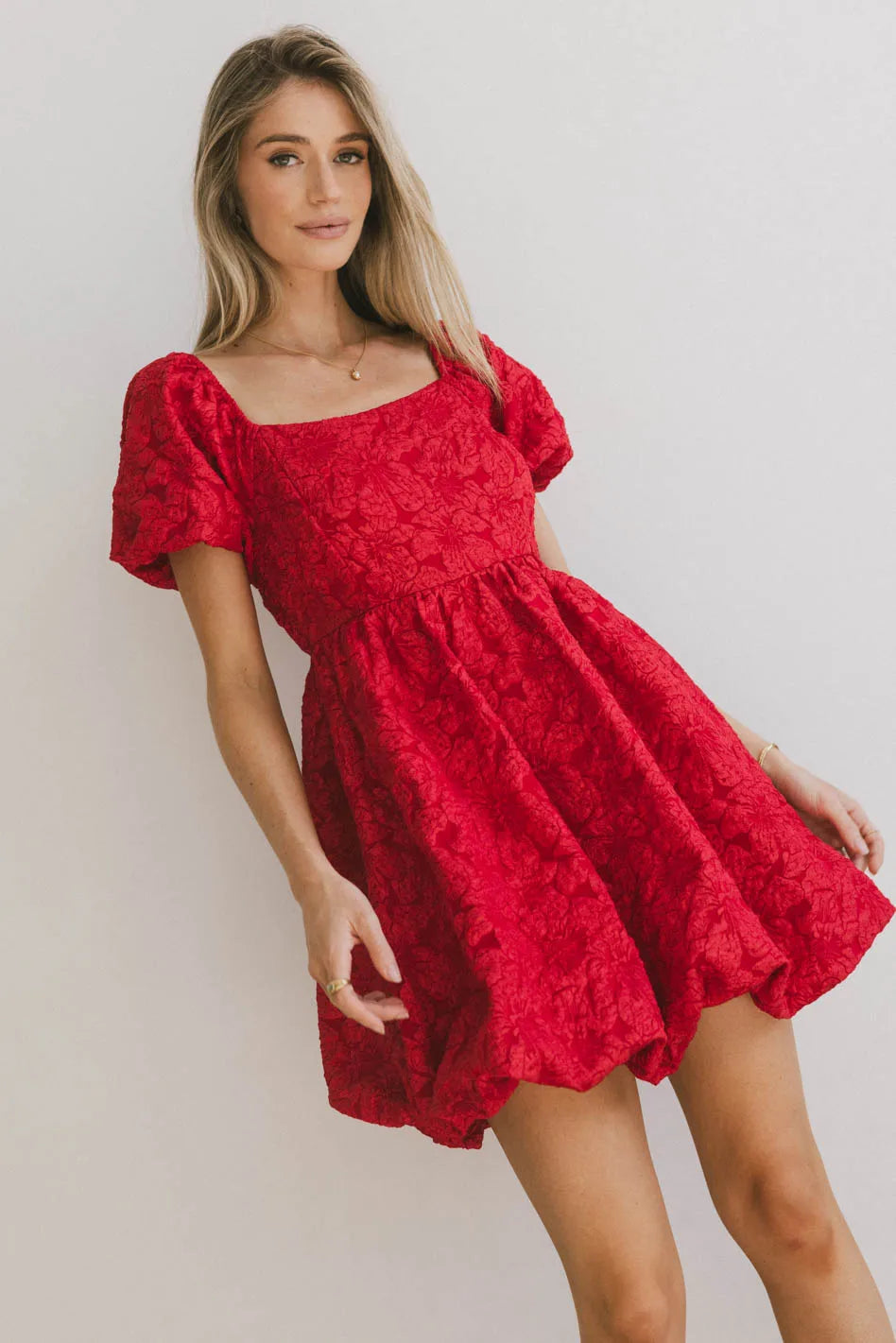 Aisling Bubble Mini Dress in Red