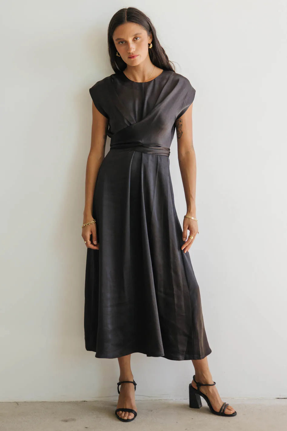 Rosalind Midi Dress in Black