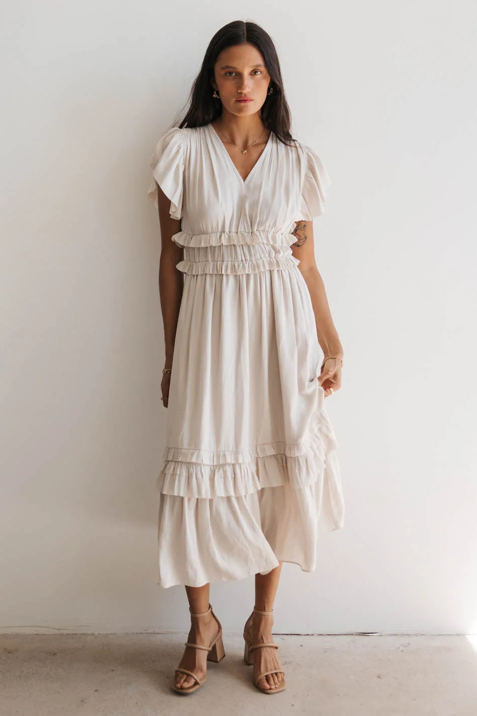 Willa Ruffle Dress in Ivory