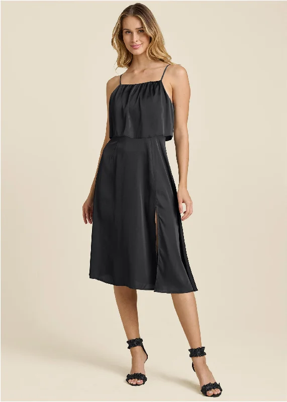 Overlay Midi Dress - Black