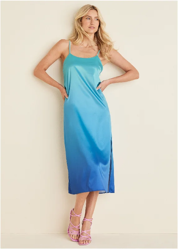 Midi Slip Dress - Atlantis Ombre