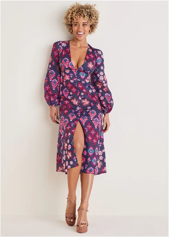 Long Sleeve Printed Dress - Modern Folk Floral