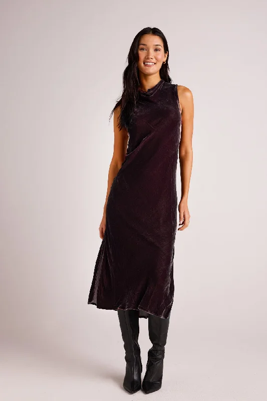 Mock Neck Velvet Dress