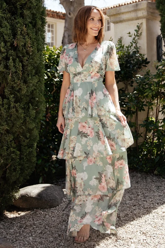 Montaigne Ruffle Maxi Dress | Sage Floral