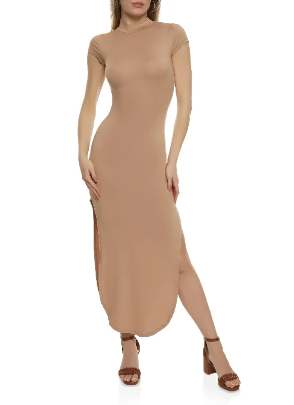 Cut Out Mock Neck Maxi Dress