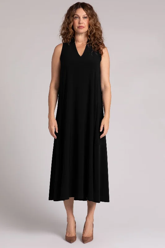 Sleeveless Deep V Maxi Dress | Black