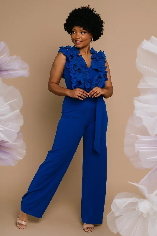 Tyra Ruffle Tank Jumpsuit | Cobalt