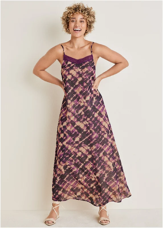 Chiffon Maxi Dress - Desert Tie Dye