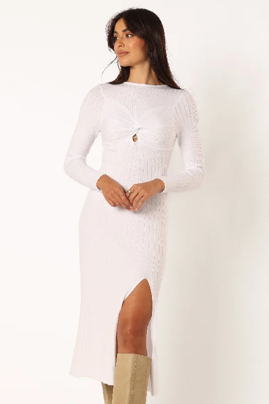 Zayla Long Sleeve Midi Dress - Cream