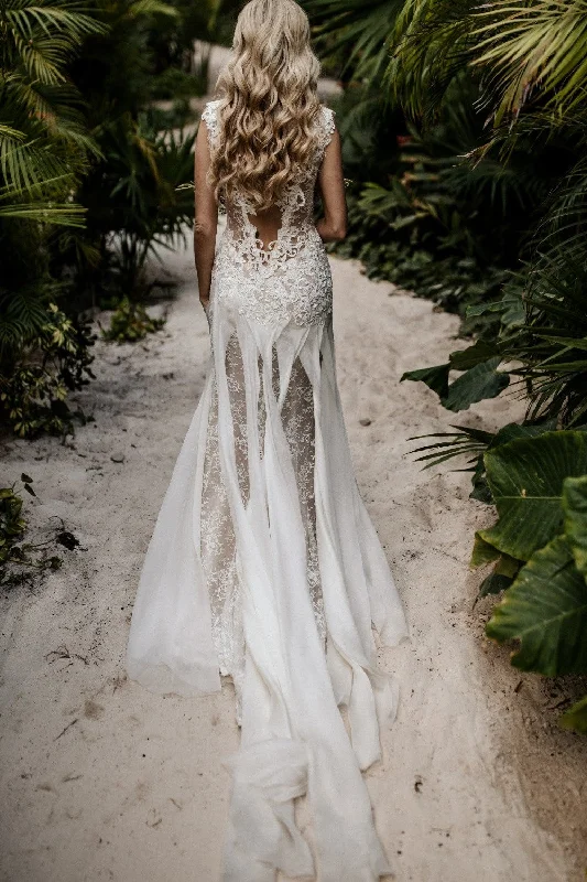 Lace&Appliques Beach Wedding Gown 2022 Summer