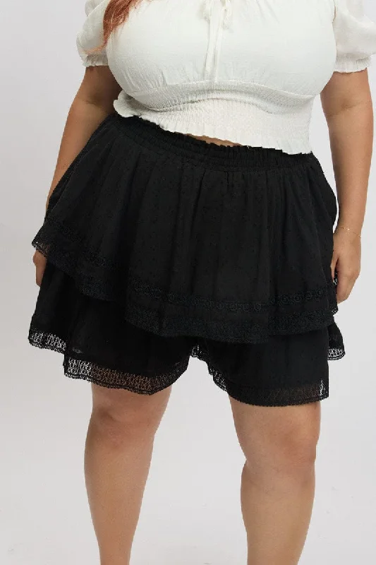 Black Mini Skirt Tiered