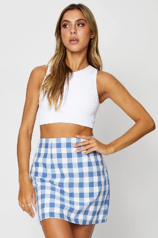 Check Mini Skirt High Rise