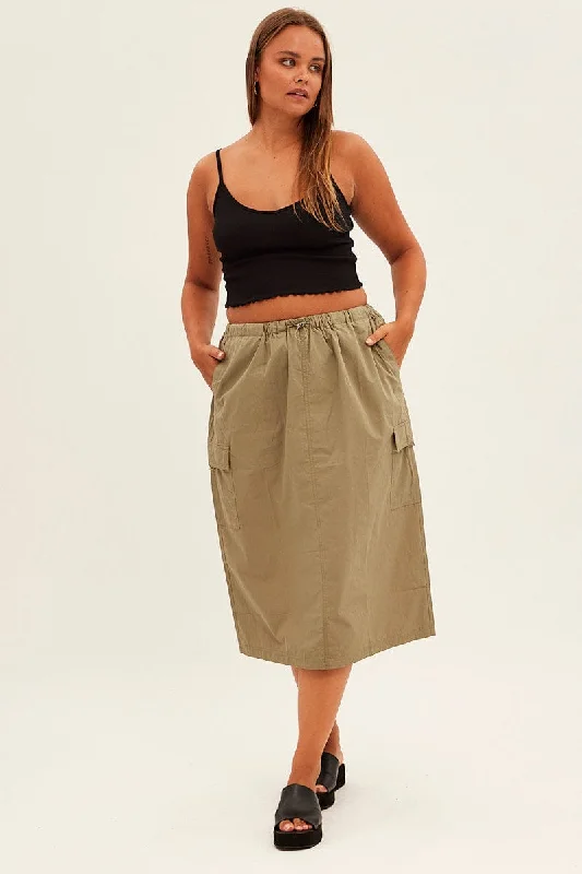 Green Parachute Midi Skirt