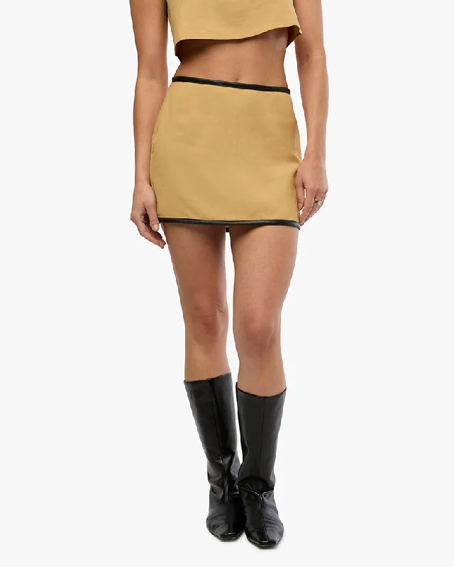 Leather Trim Mini Skirt