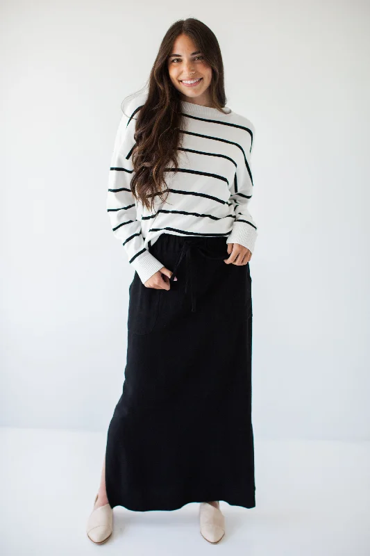 'Winslet' Waist Tie Maxi Skirt in Black