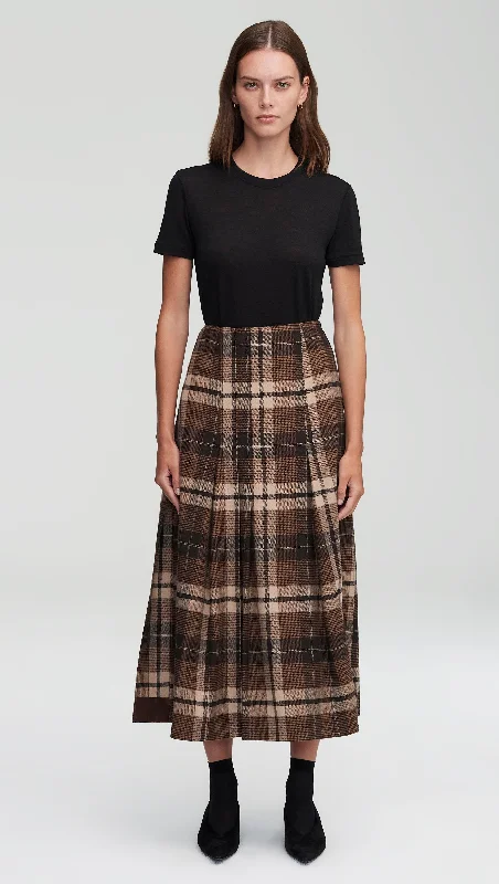 Work Skirt in Wool Plaid | Brown Plaid